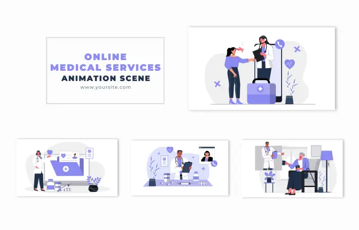Online Medical Consultation Concept Character Animation Scene